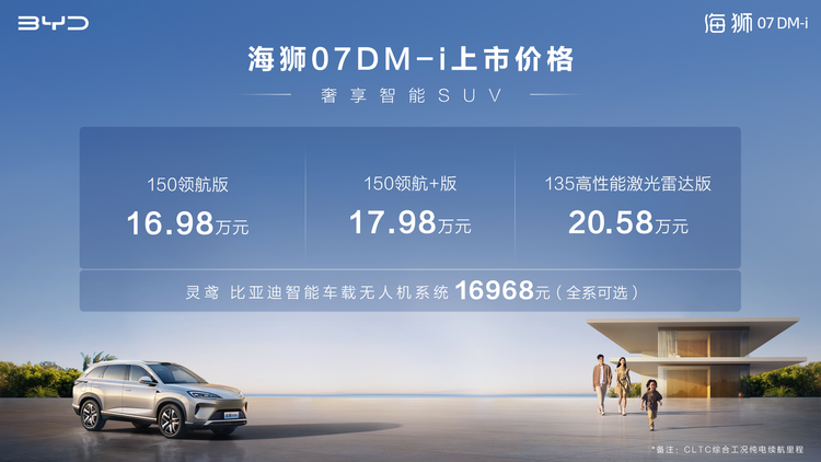 入门即满配，比亚迪全新中大型SUV海狮07DM-i正式上市，16.98万起