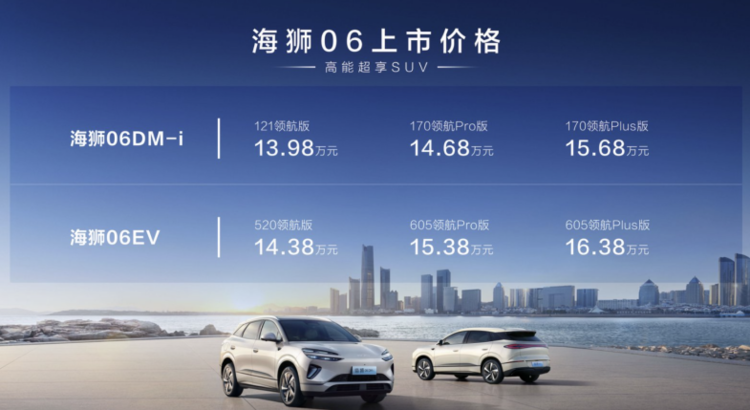 比亚迪新车上市：海狮06DM-i/EV，超100项配置标配，仅13.98万起