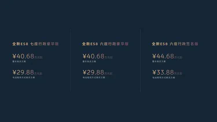蔚来新款ES8正式发布，起售价40.68万元