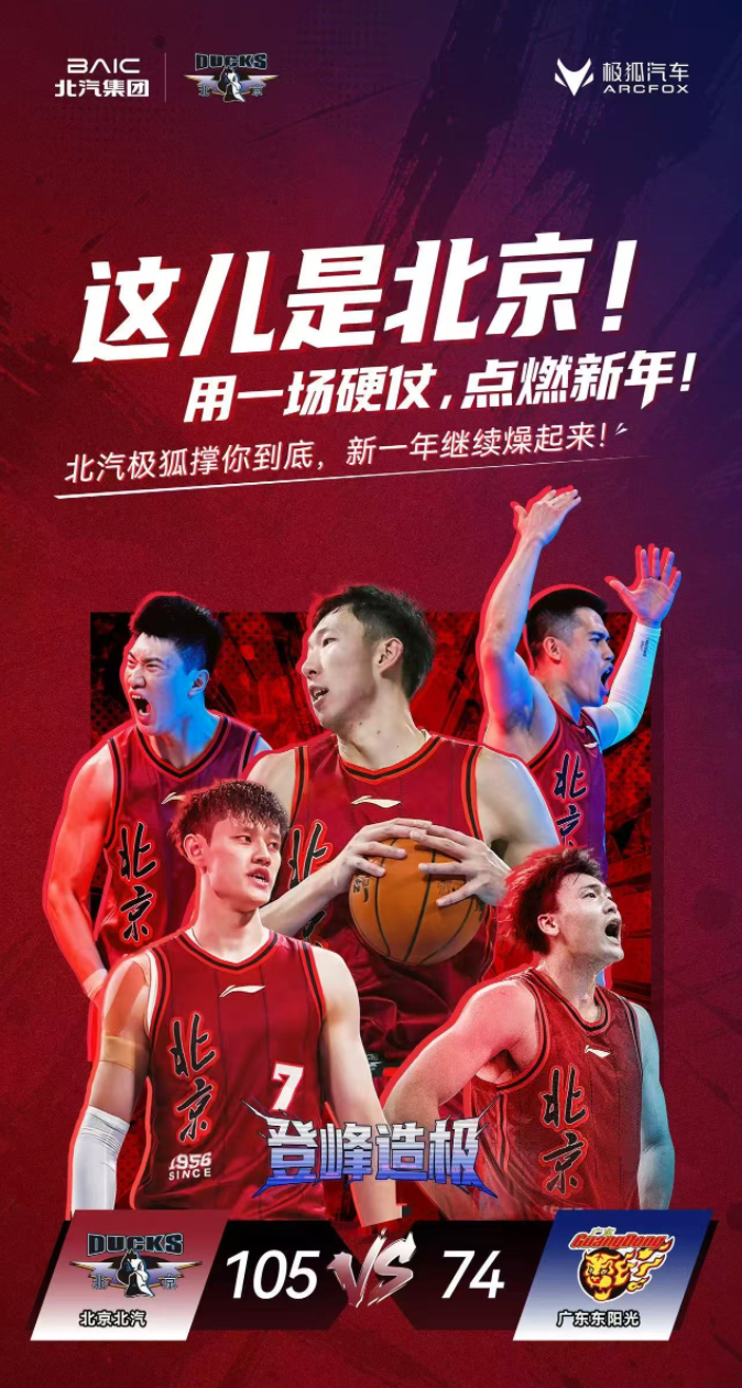 神仙队友上线！极狐携手球迷创意应援，助力北汽男篮新年首胜