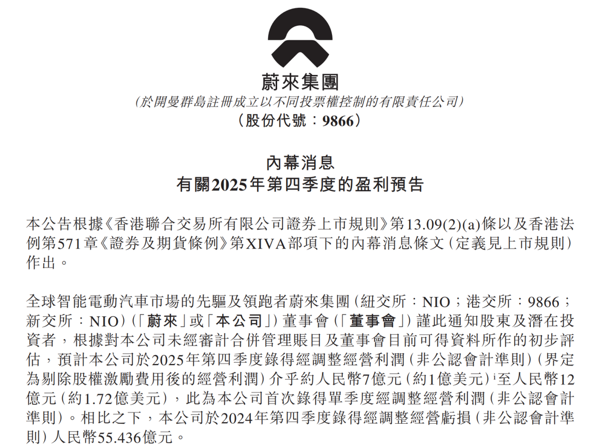 蔚来跨过“斩杀线”，盈利7-12亿，李斌吹的牛终于实现了