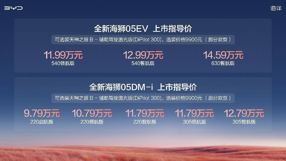 比亚迪全新海狮05全面焕新上市，9.79万起售，重塑A级SUV价值新标杆