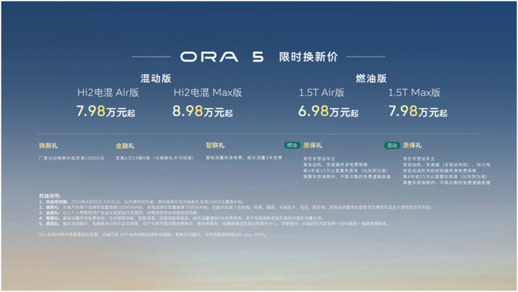 归本溯元守正创新 长城欧拉5多动力版本重磅上市 限时换新价6.98万元起