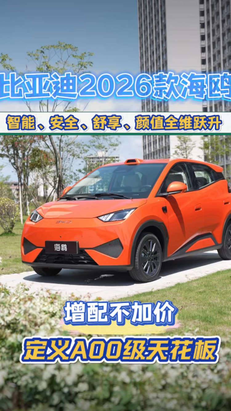 全维跃升，比亚迪2026款海鸥增配不加价！