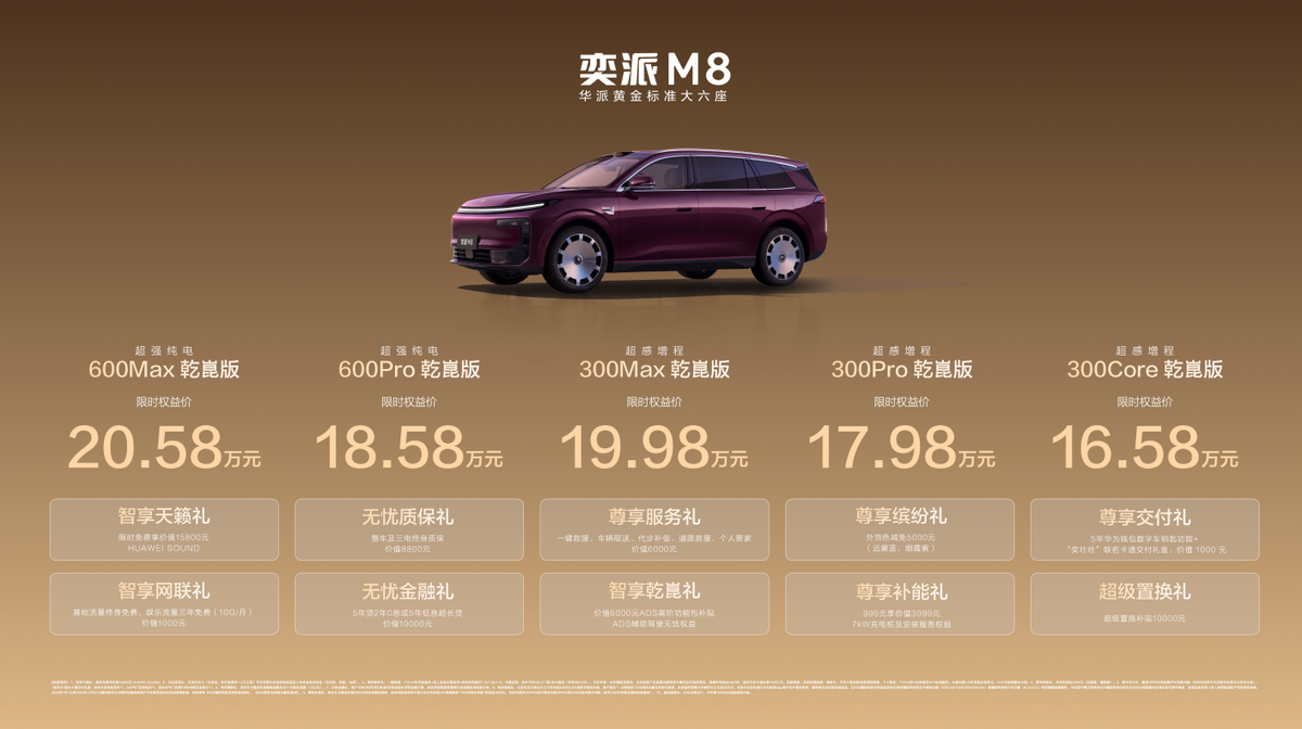 同级唯一纯电增程双动力，东风奕派M8限时权益价16.58万起！