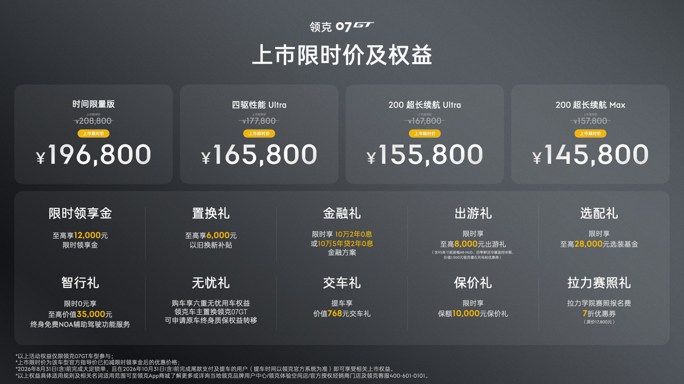 领克07GT上市限时价14.58万元起，第三季度征战拉力赛