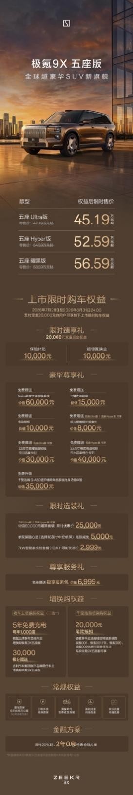限时售价45.19万元起,极氪9X五座版正式上市