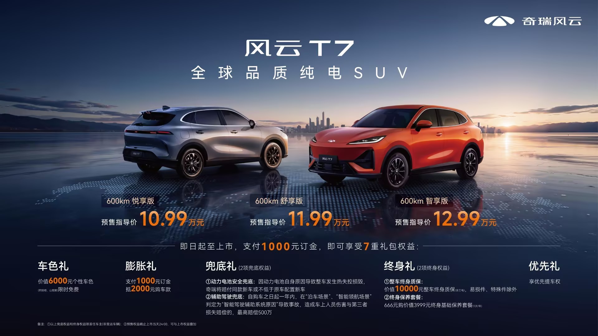 10万级纯电SUV重新定价，风云T7携全球硬核实力10.99万起预售