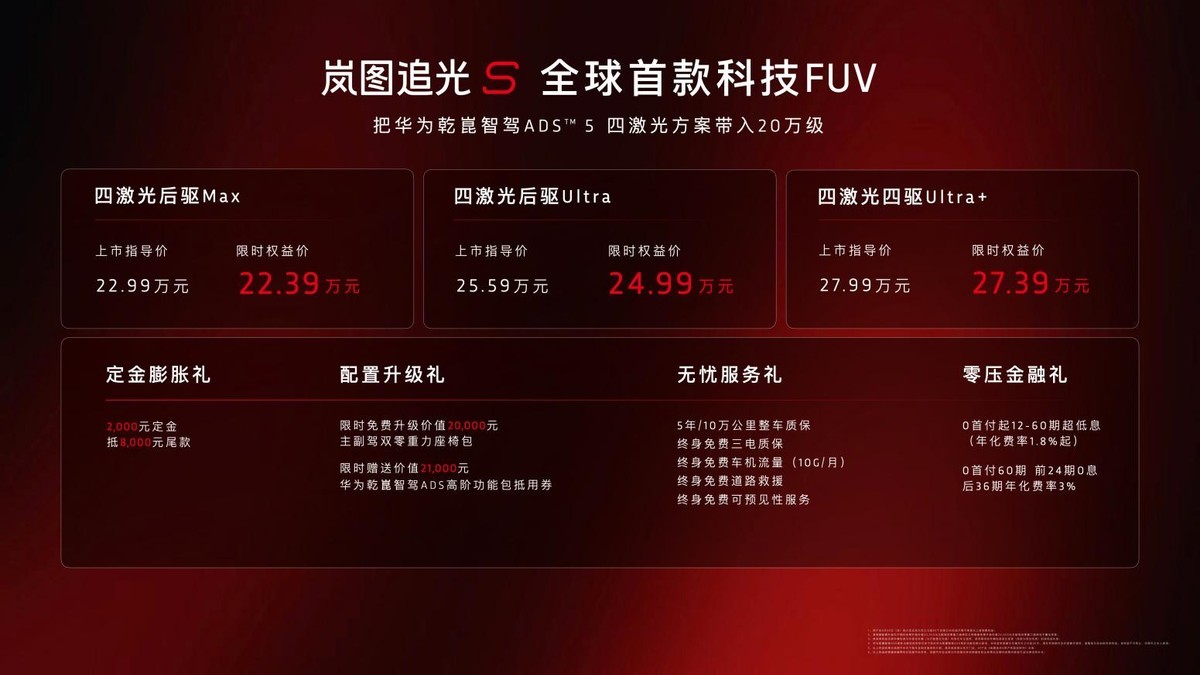 限时权益价22.39万起岚图追光S上市 杨洋成001号车主