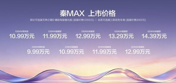 张婧仪严选 比亚迪秦MAX售价9.99万起