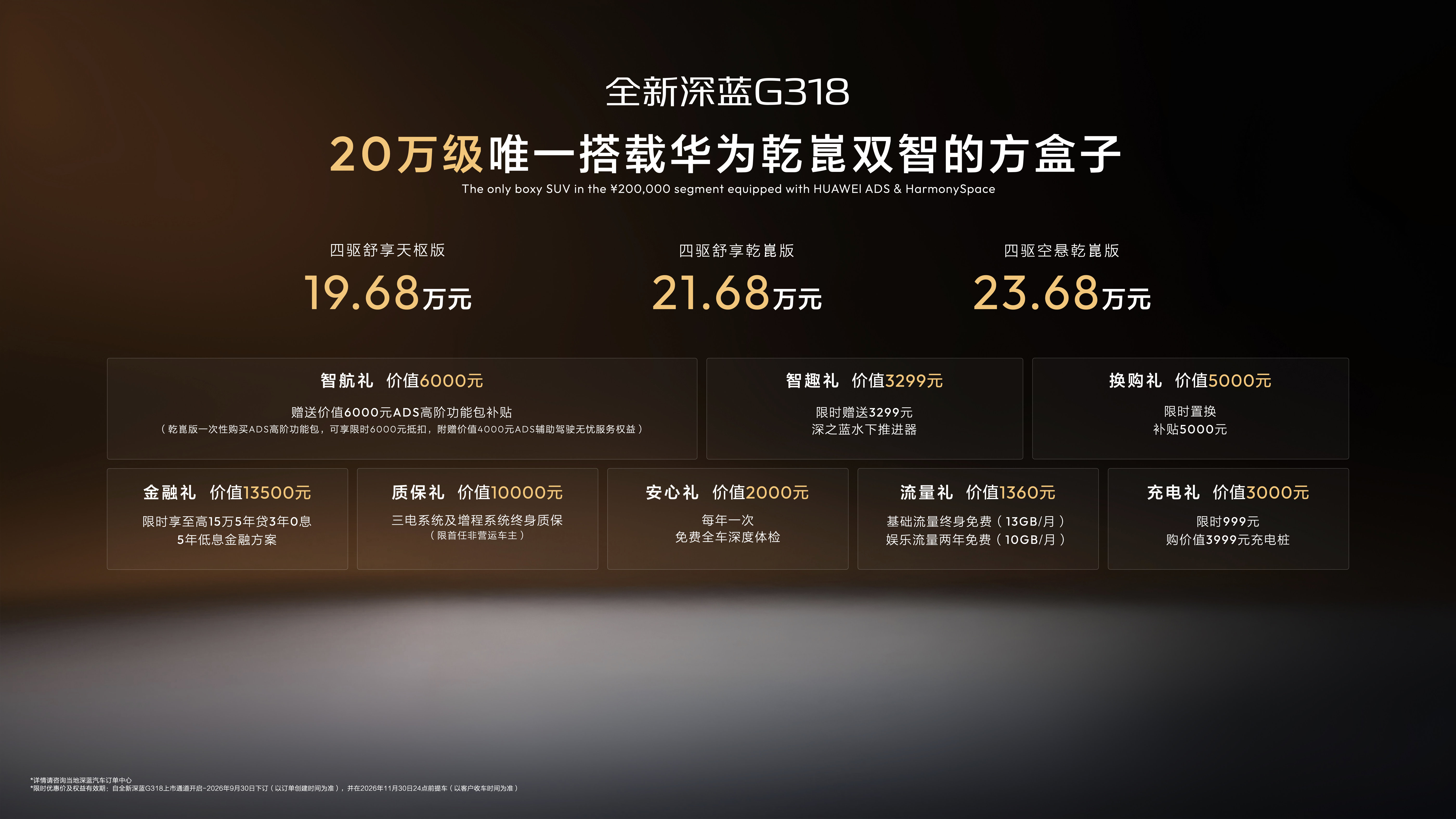 成都车展全新深蓝G318限时19.68万元起，下订即享8大超值礼包