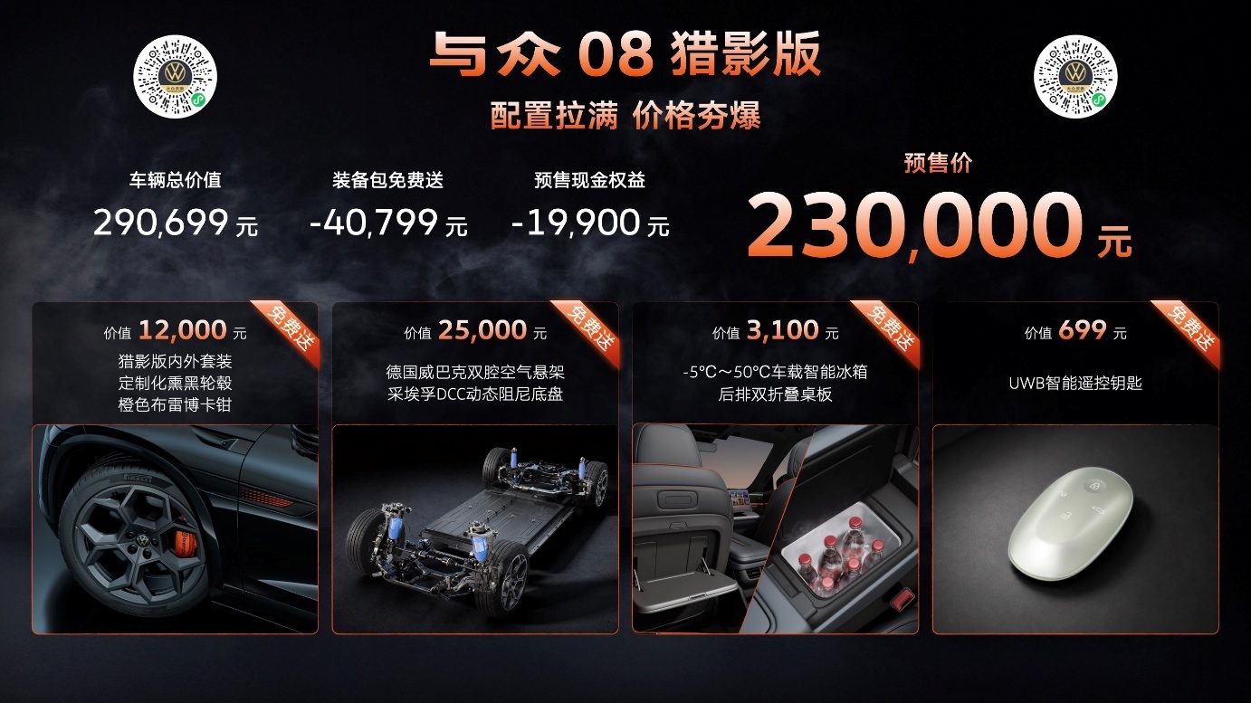 详细阅读:配置满配越级 智驾德系双进阶|与众08猎影版23万预售 配置满配越级 智驾德系双进阶|与众08猎影版23万预售