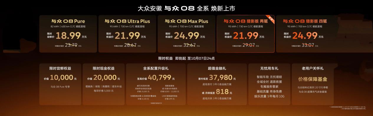 配置拉满价格夯爆 与众08猎影版上市,重新定义家用纯电SUV上限