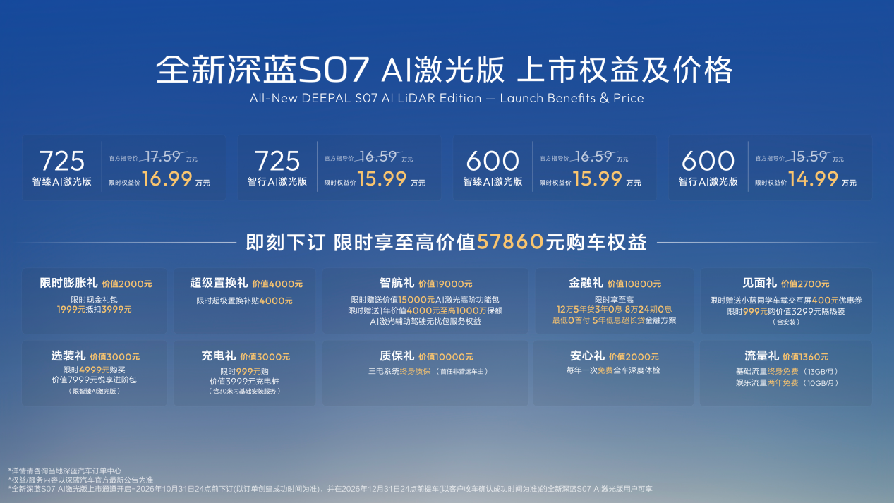 全新深蓝S07上市限时14.99万元起,深蓝汽车第100万辆整车量产