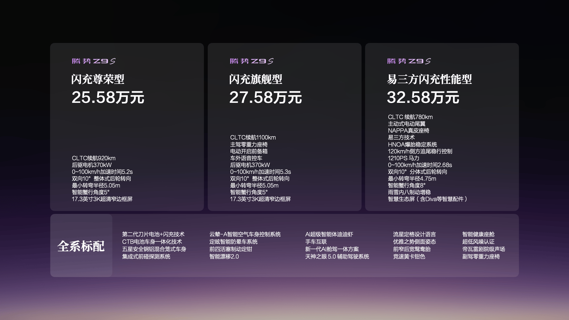 25.58万起 CLTC纯电续航1100km 腾势Z9S上市
