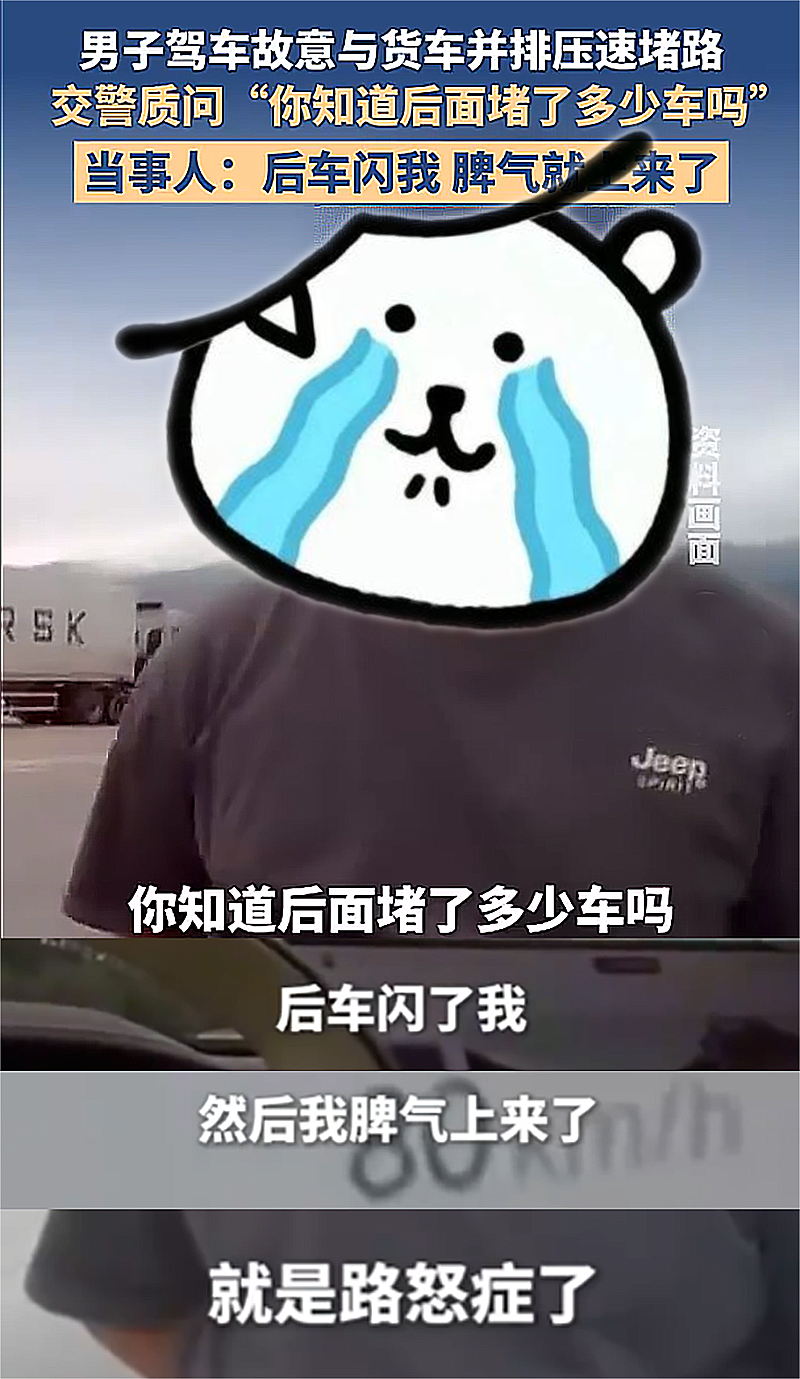男子故意驾车与货车并行压速堵路，被处罚款并处驾驶证记3分处罚