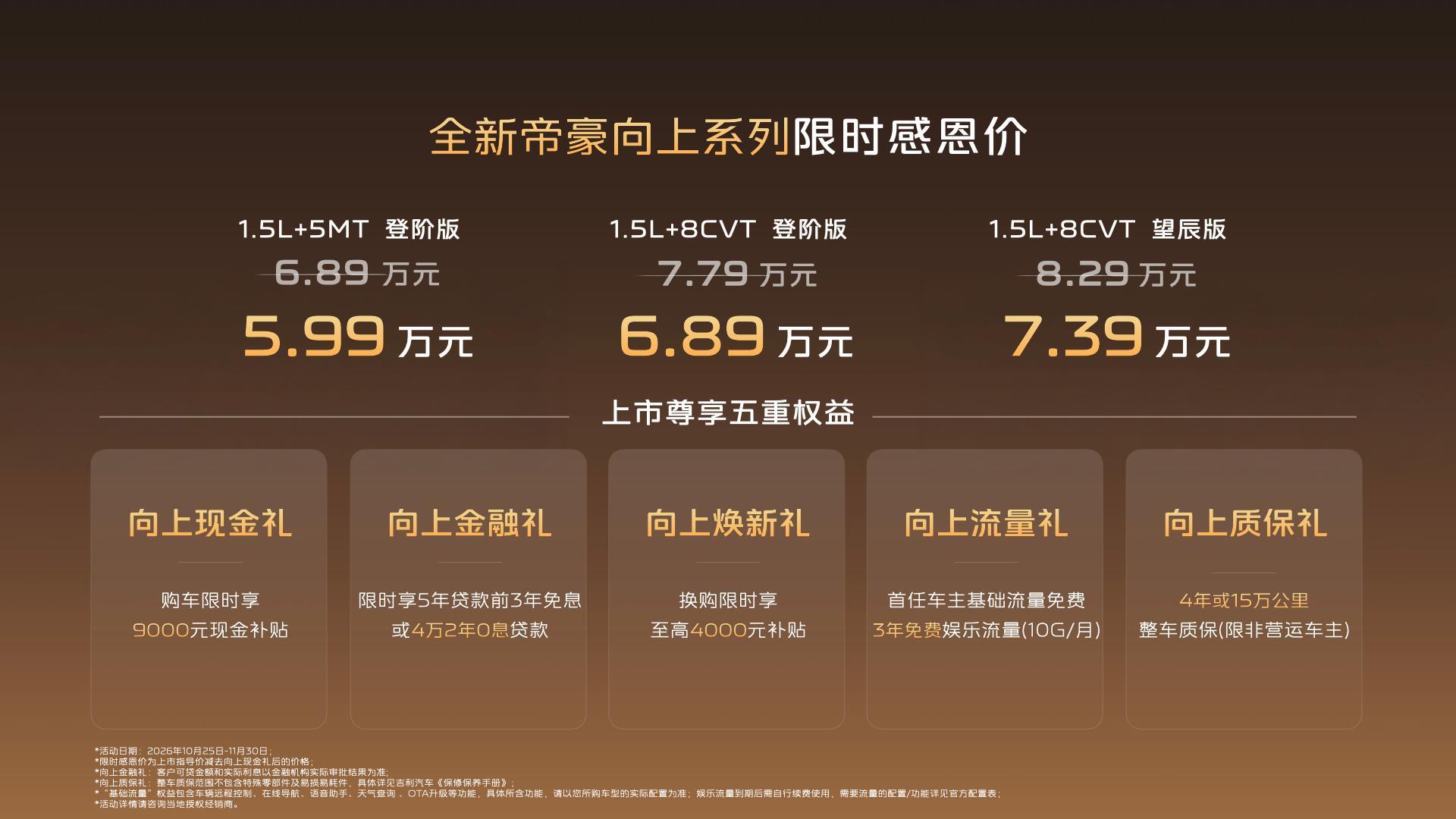 限时5.99万起，百大标配+Flyme Auto 2，全新帝豪向上系列上市