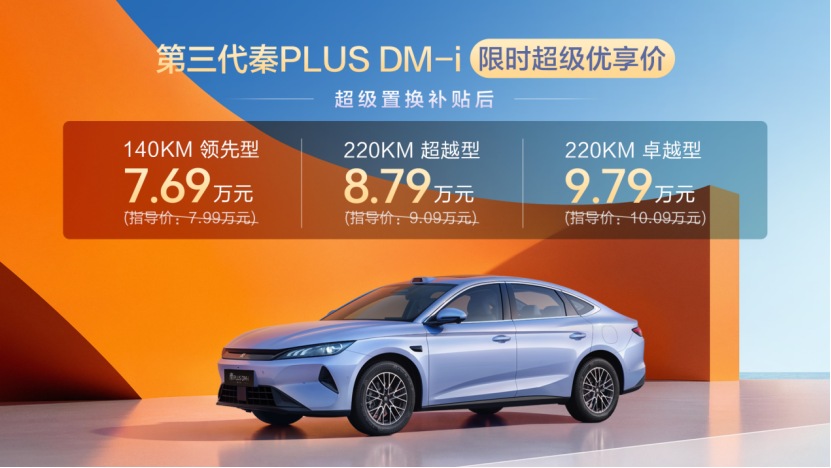 第三代秦PLUS DM-i上市,限时7.69万元起 第三代秦PLUS DM-i上市,限时7.69万元起